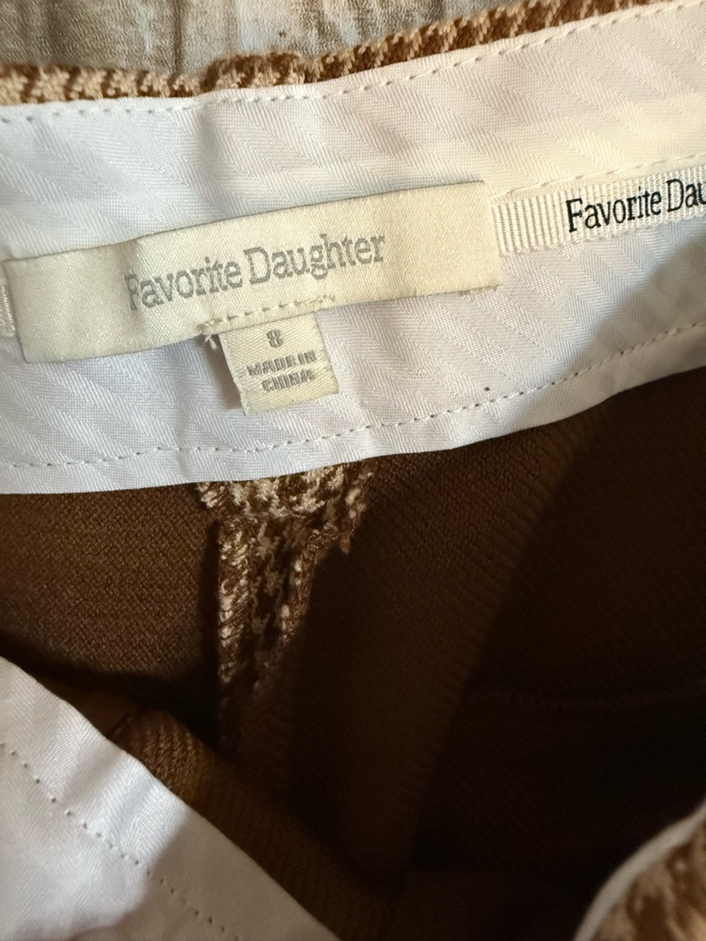 Favorite Daughter Toffee Houndstooth High Rise Wide Leg Trouser Pants 8 NWT - Picture 7 of 9